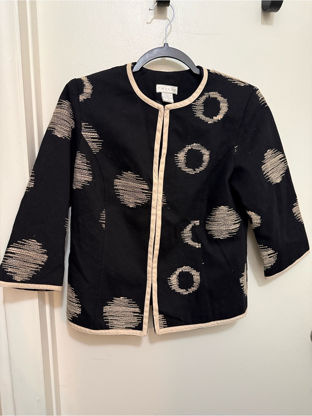 Tweeds Black Jacket with Cream Circular Motif
